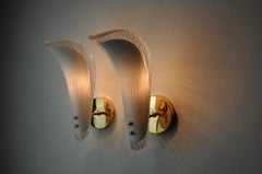 Coppia di applique "a foglia", vetro di Murano, Italia, 1970