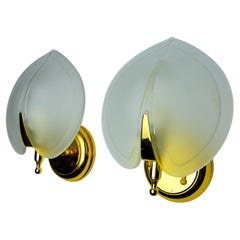 Pair of "leaf" wall lights, smoked glass, Italy, 1970