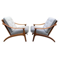 Pair of 'Lean Back' Lounge Chairs by Arne Hovmand Olsen for P.Mikkelsen