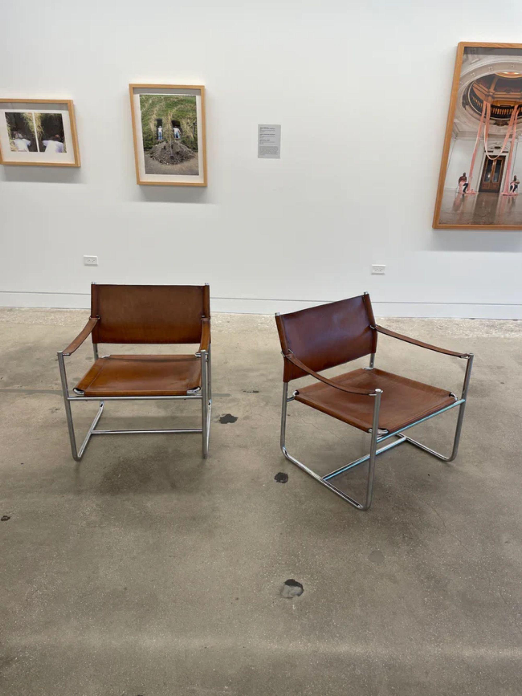 Pair of Leather “Amiral” Lounge Chairs in Leather by Karin Mobring, 1970s 2