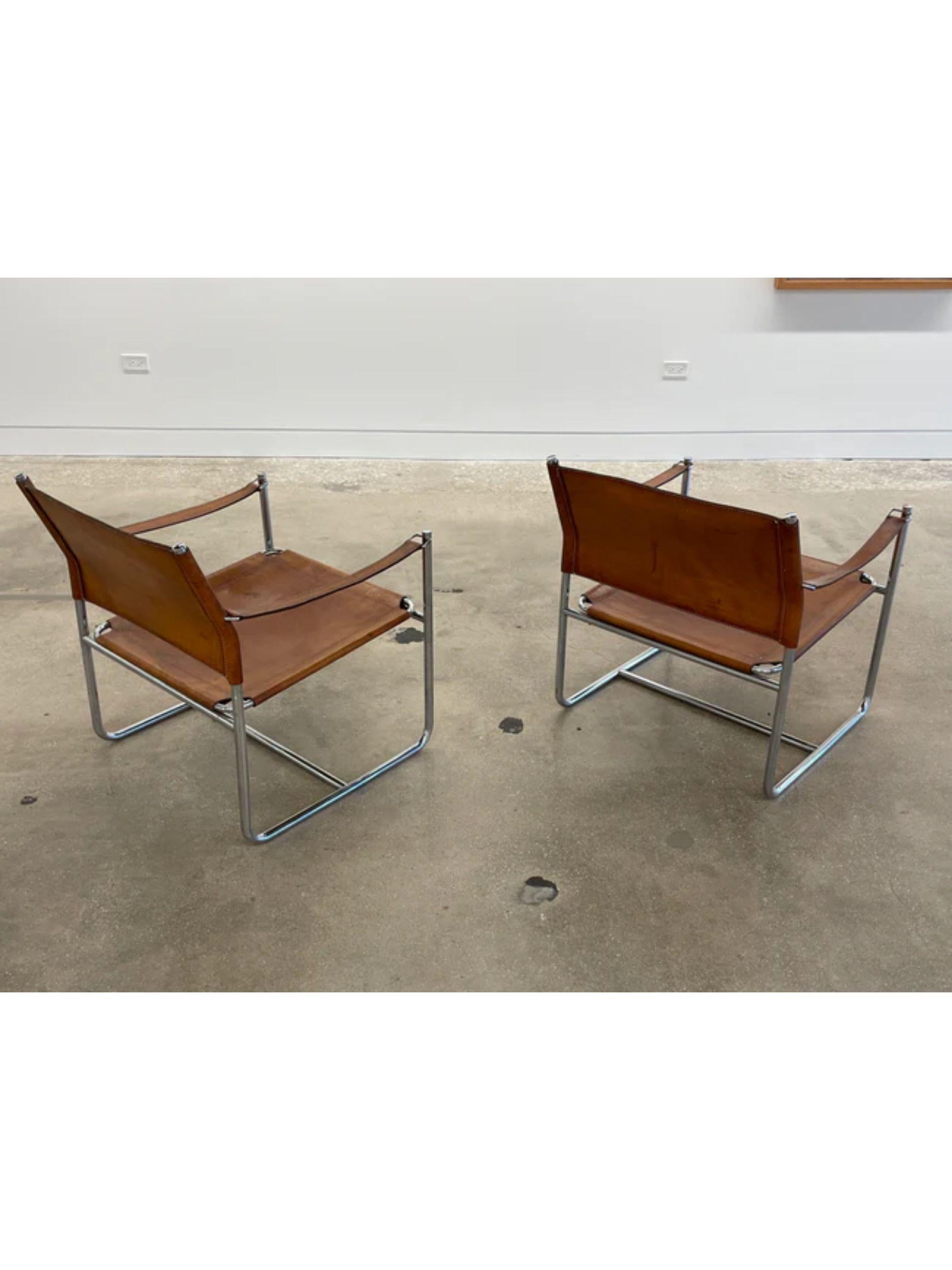 Pair of Leather “Amiral” Lounge Chairs in Leather by Karin Mobring, 1970s 3