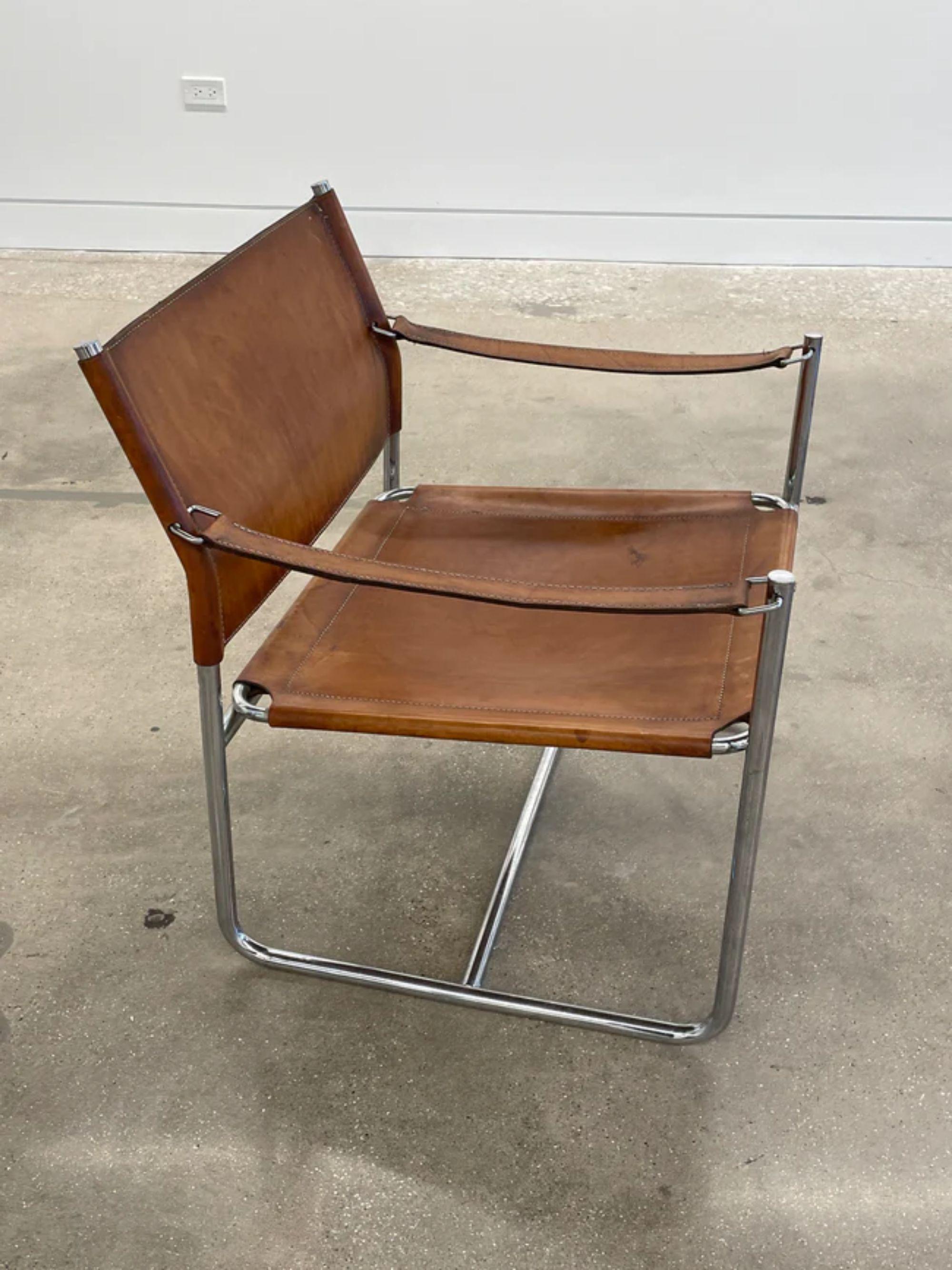 Steel Pair of Leather “Amiral” Lounge Chairs in Leather by Karin Mobring, 1970s