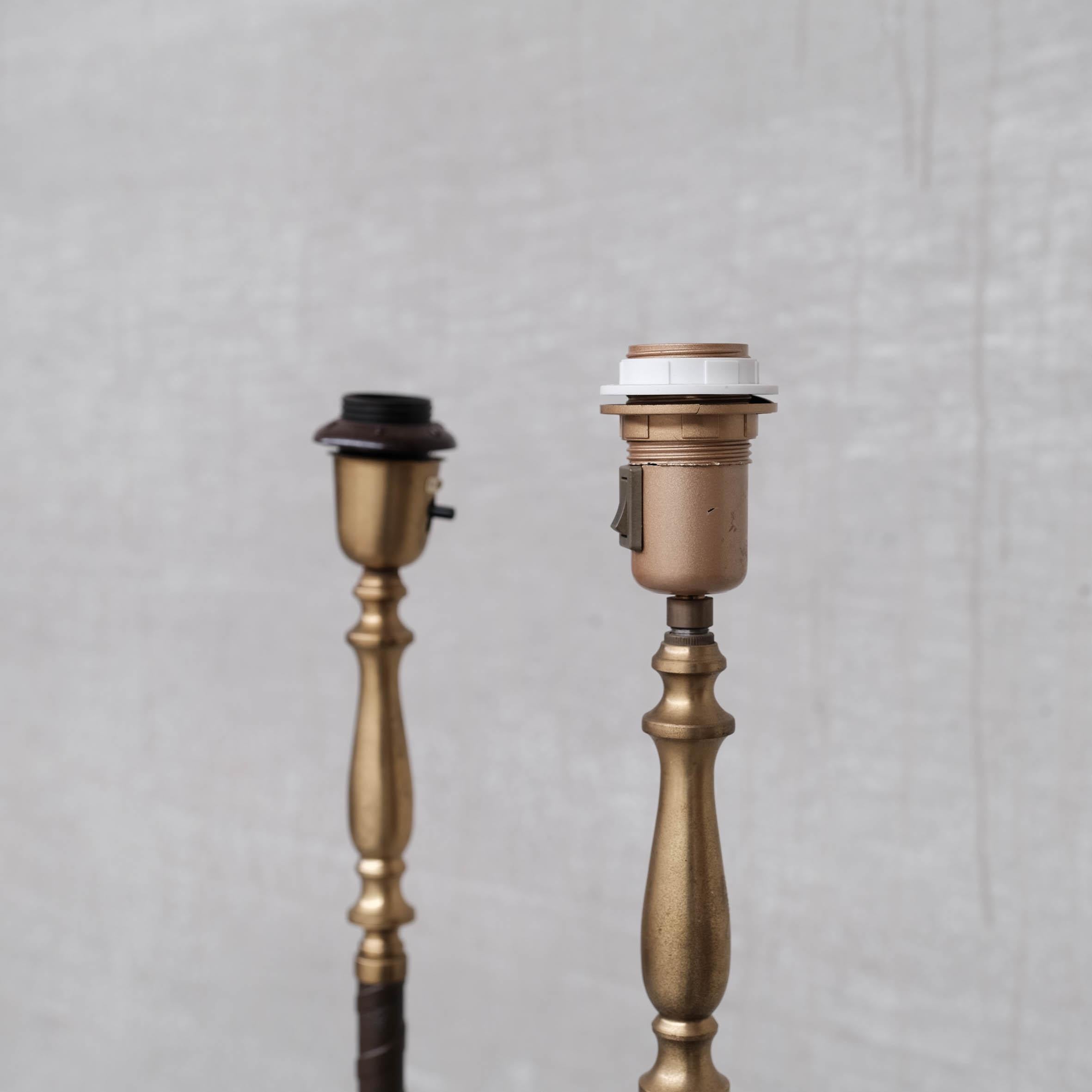 Pair of Leather and Brass Mid-Century Einar Bäckström Floor Lamps For Sale 4