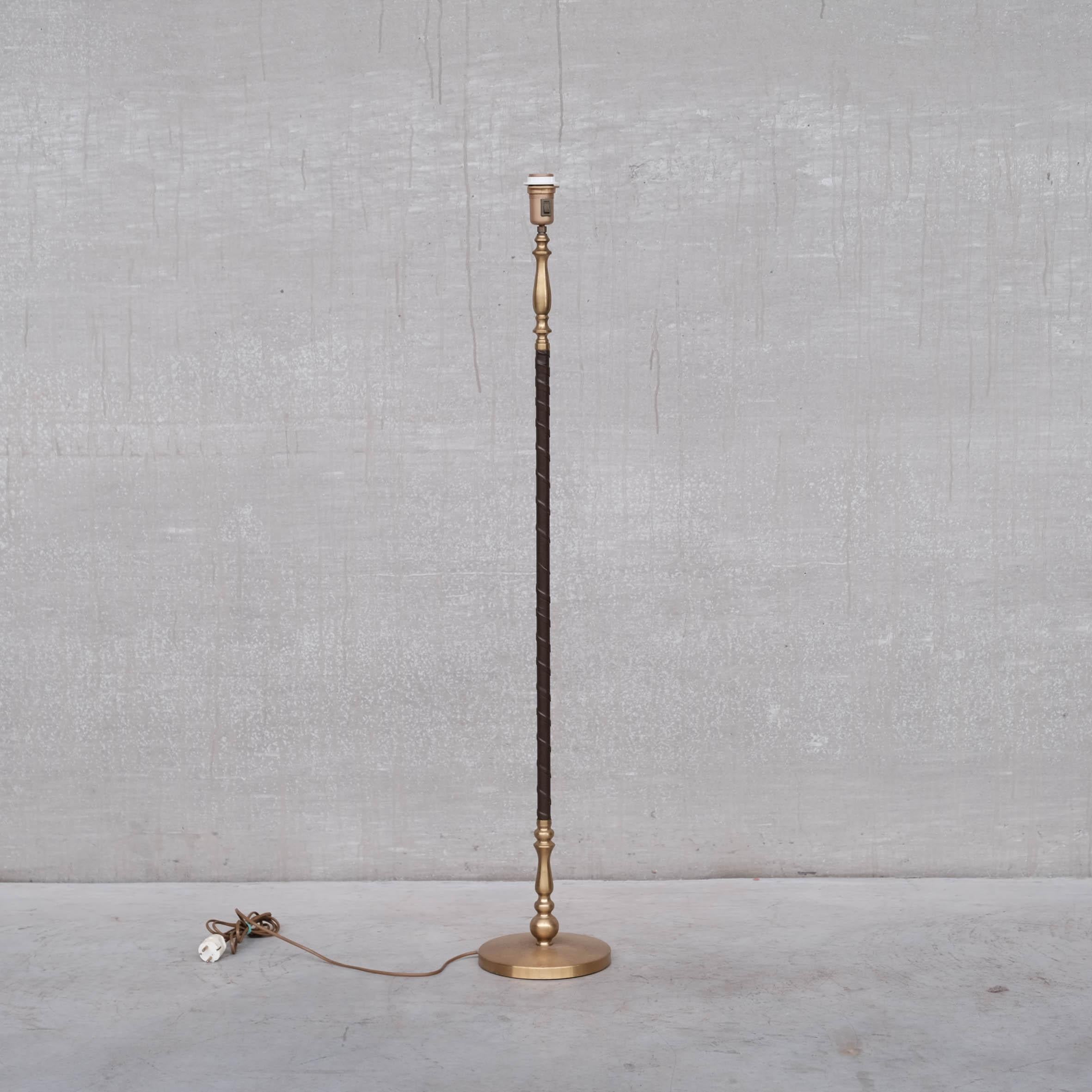 Pair of Leather and Brass Mid-Century Einar Bäckström Floor Lamps For Sale 5