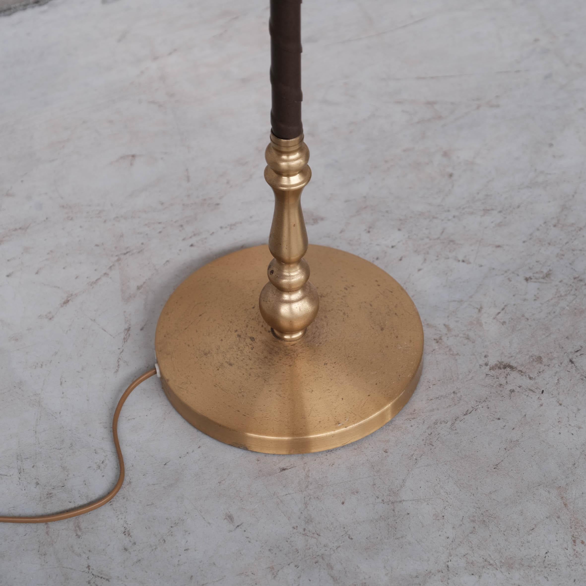 Pair of Leather and Brass Mid-Century Einar Bäckström Floor Lamps For Sale 7