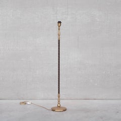 Pair of Leather and Brass Mid-Century Einar Bäckström Floor Lamps