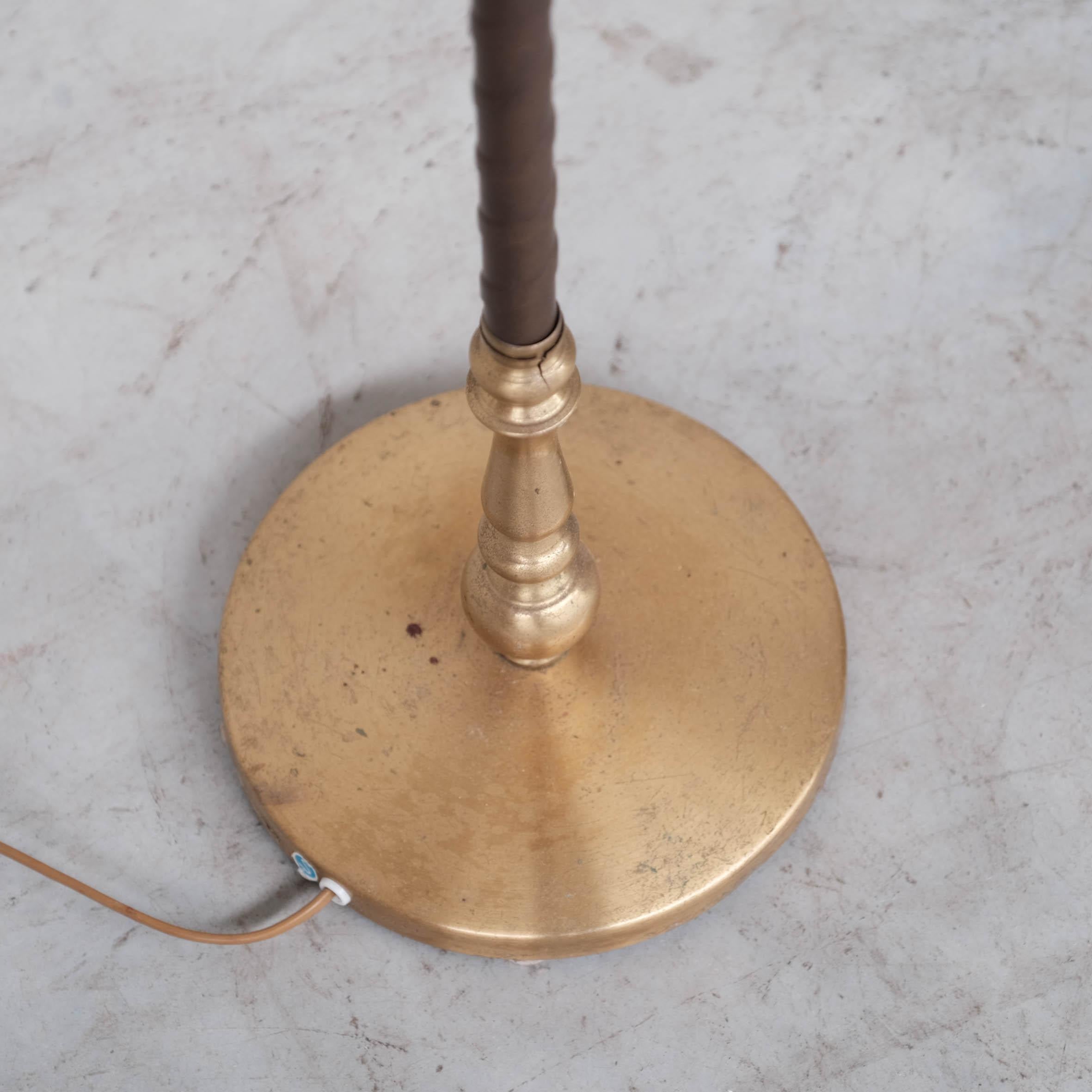 Pair of Leather and Brass Mid-Century Einar Bäckström Floor Lamps For Sale 1