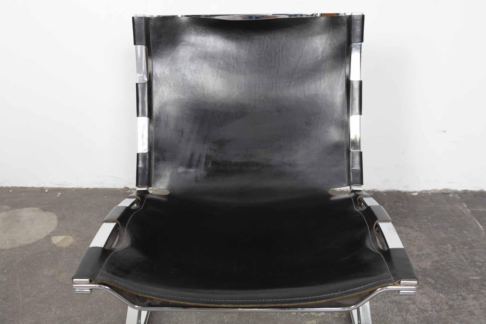 Pair of Leather and Chrome Designed Chairs by Architect Meinhard Von Gerkan 1