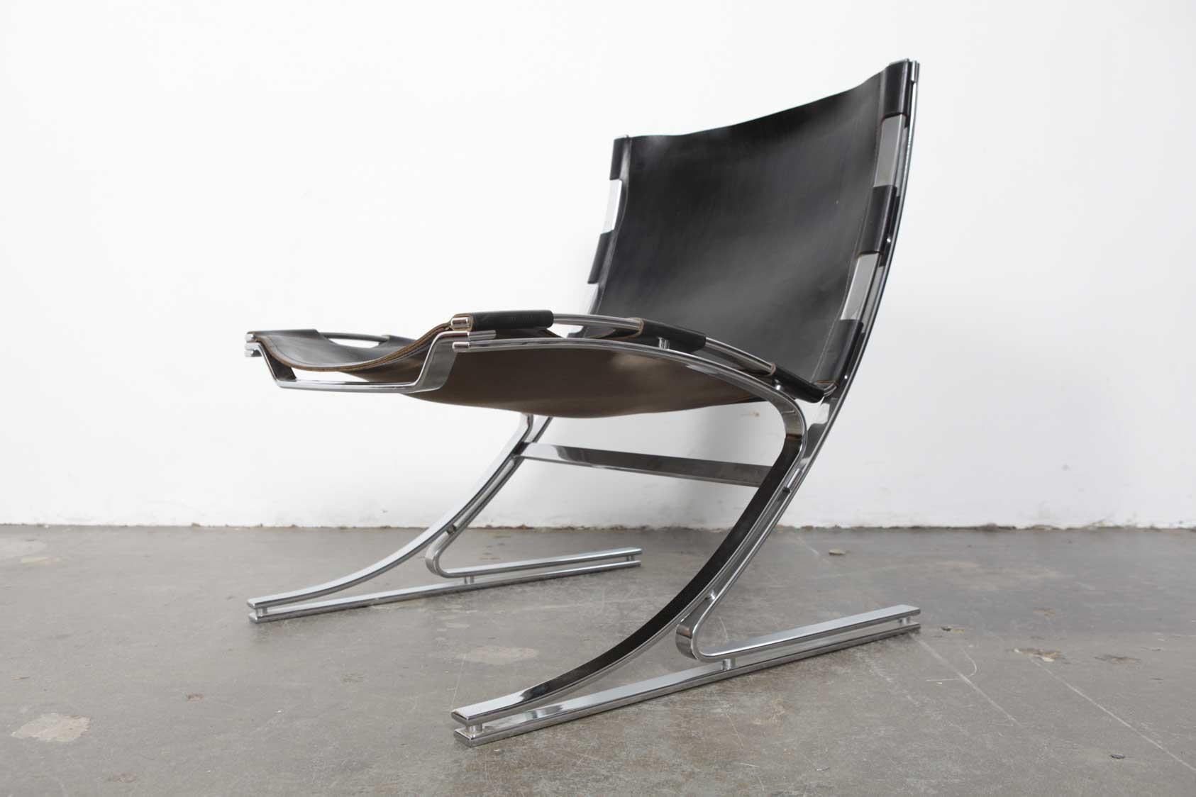 Paar entworfene Stühle aus Leder und Chrom des Architekten Meinhard Von Gerkan 2