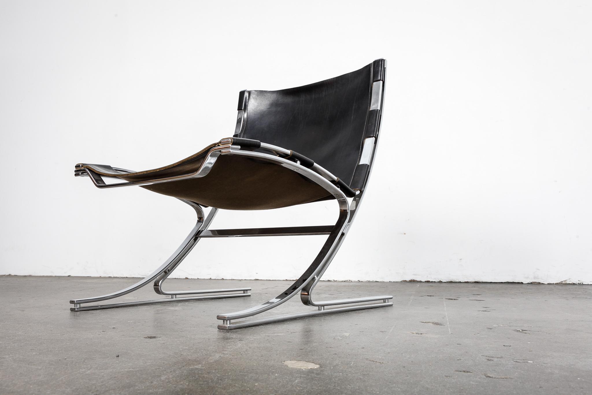 Pair of Leather and Chrome Designed Chairs by Architect Meinhard Von Gerkan 2