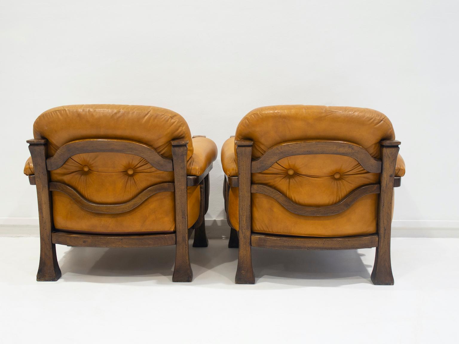 Pair of Leather and Hardwood Armchairs Attributed to Percival Lafer 9
