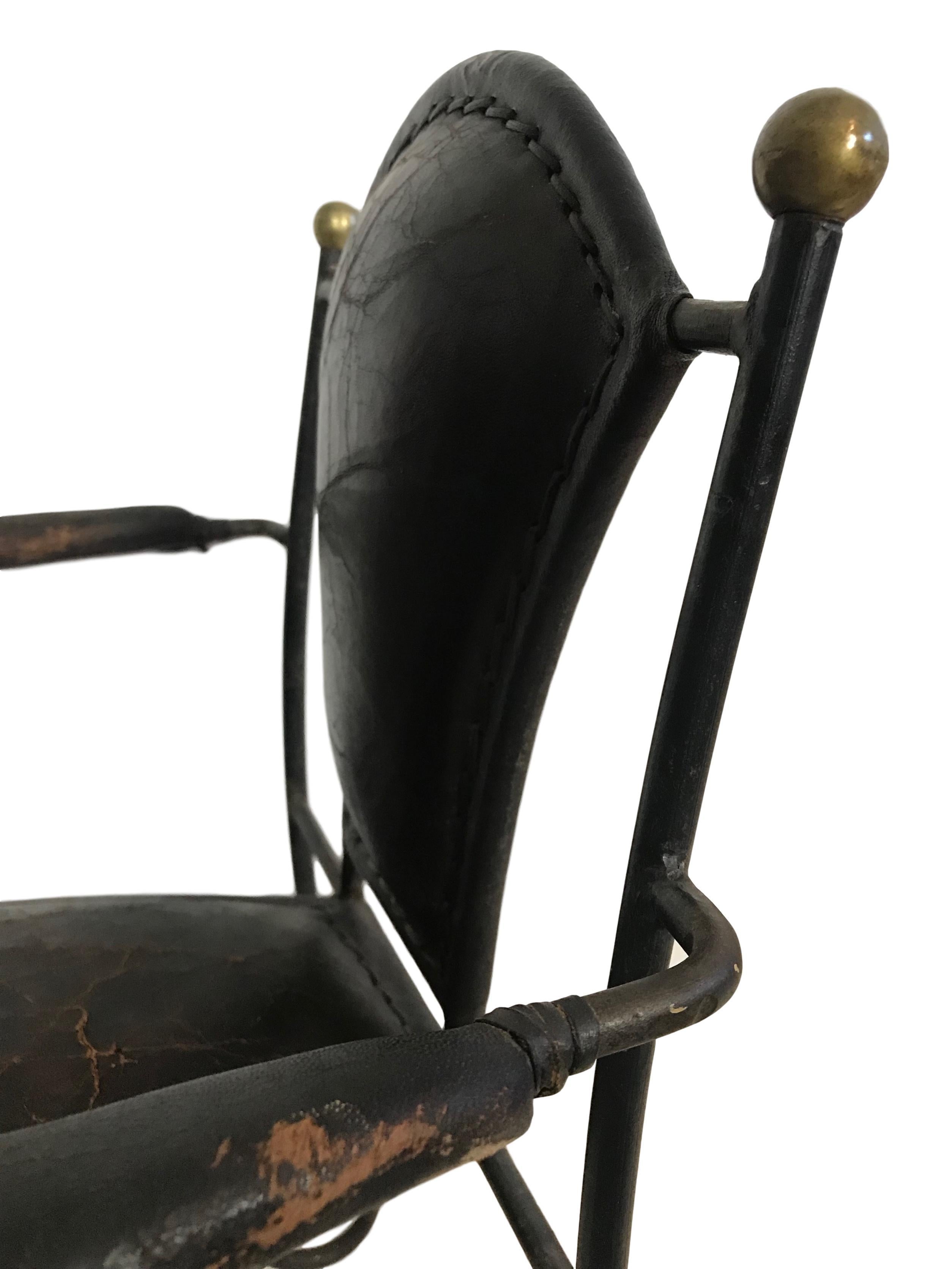 20th Century Pair of Leather and Iron Children's Armchairs