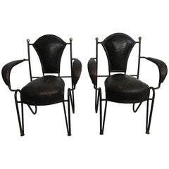 Pair of Leather and Iron Children
s Armchairs