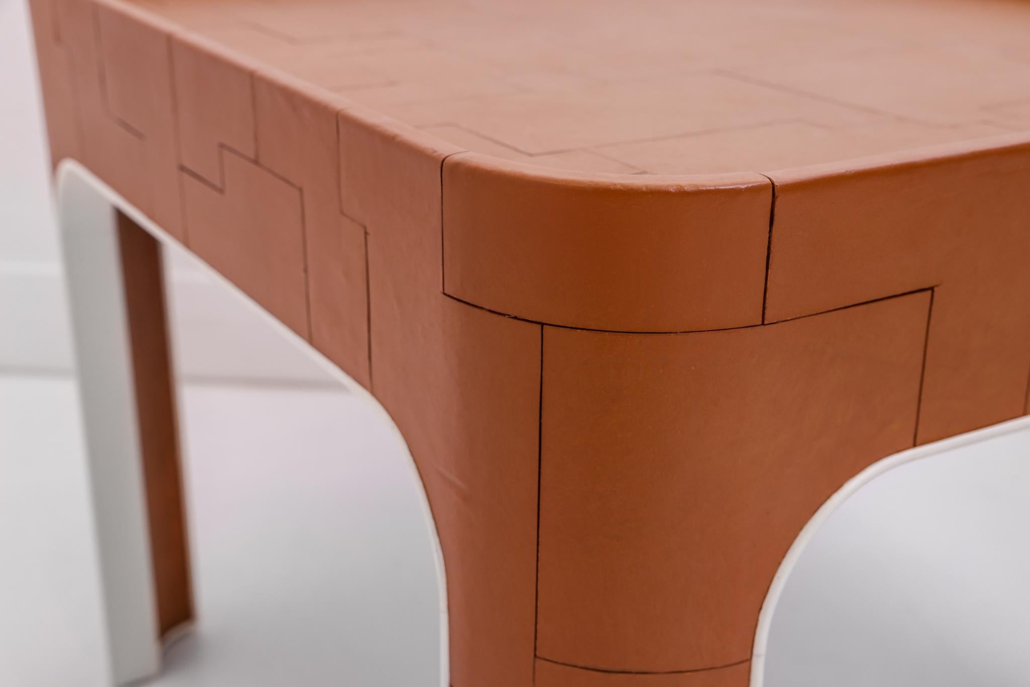 Pair of Leather and Lacquered Side Tables by John Dickinson for Randolf & Hein 3