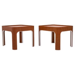 Pair of Leather and Lacquered Side Tables by John Dickinson for Randolf & Hein