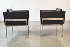Pair of Leather and Steel Armchairs by Nicos Zographos for SOM, USA 1960s