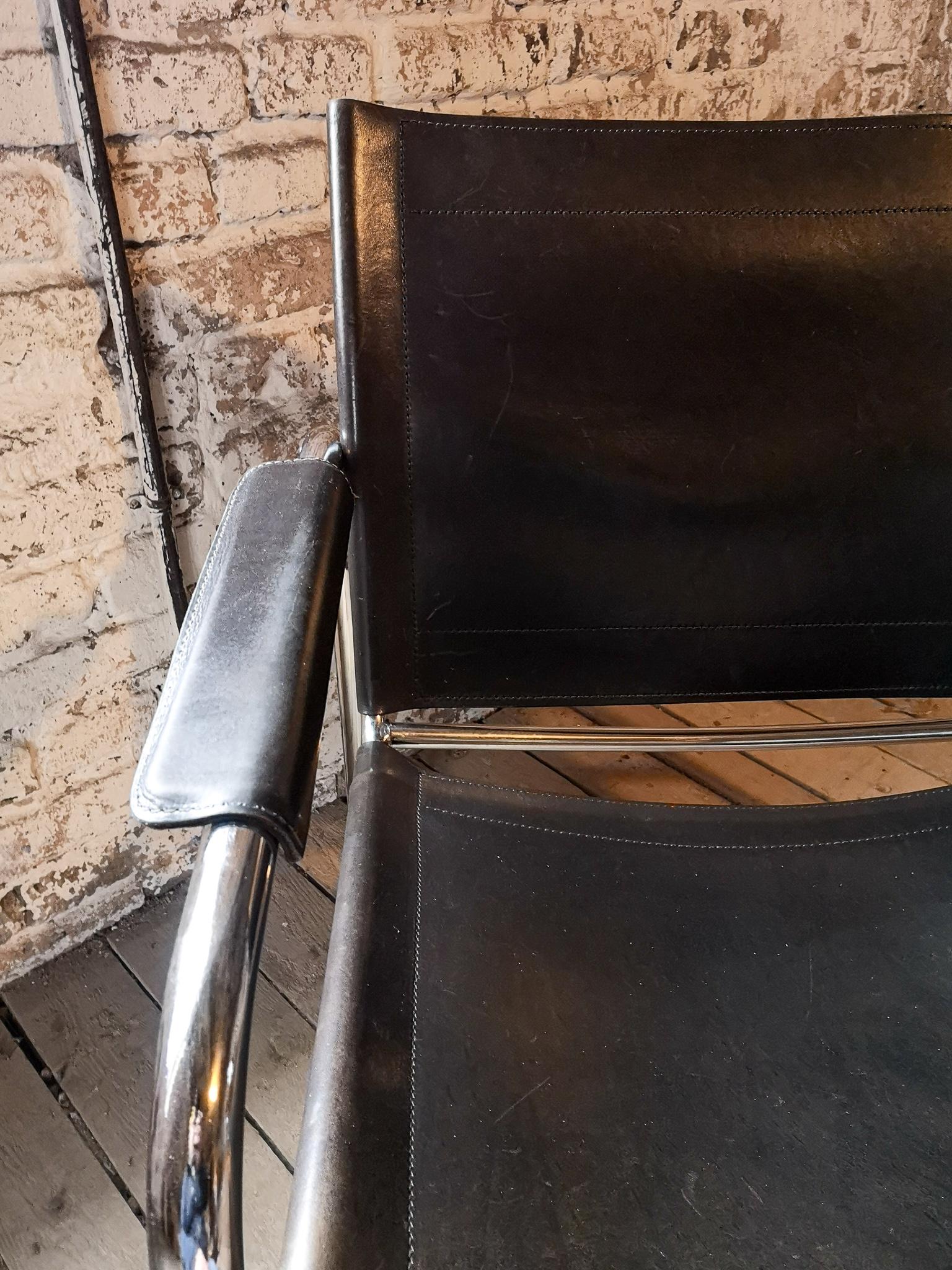 Pair of Leather and Tubular Steel Armchairs by Tord Bjorklund, Sweden, 1980s 4