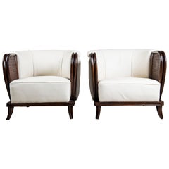 Pair of Leather and Wood Armchairs by Englander and Bonta, Argentina, 1940