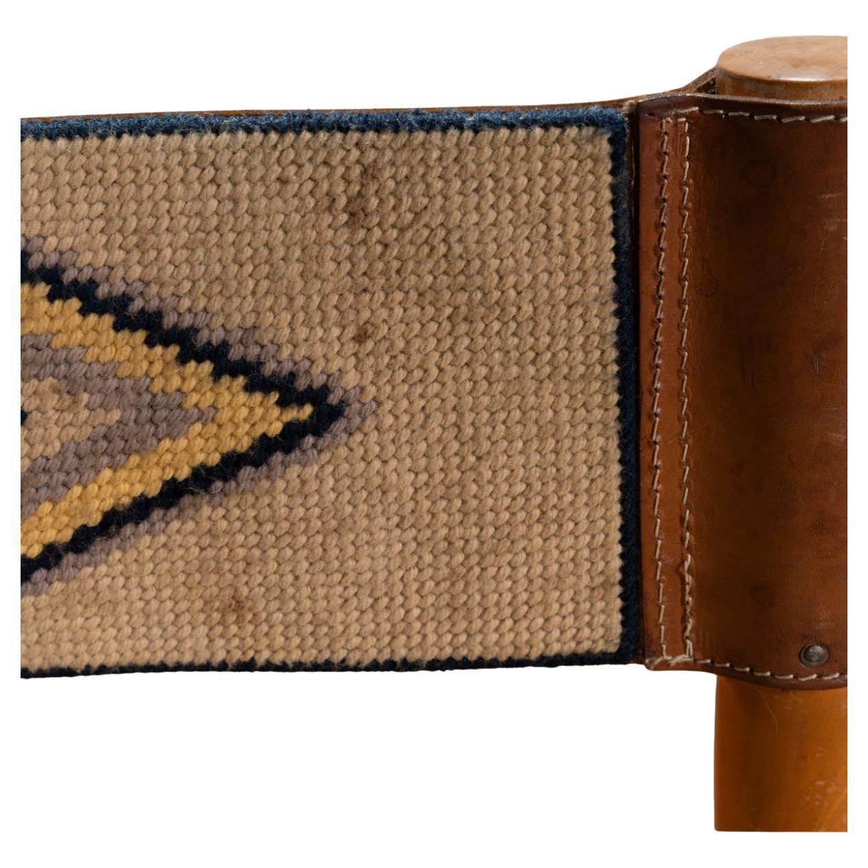 Paar Hocker aus Leder und Holz mit Sling-Hockern von Abel Gonzalez (Argentinisch) im Angebot