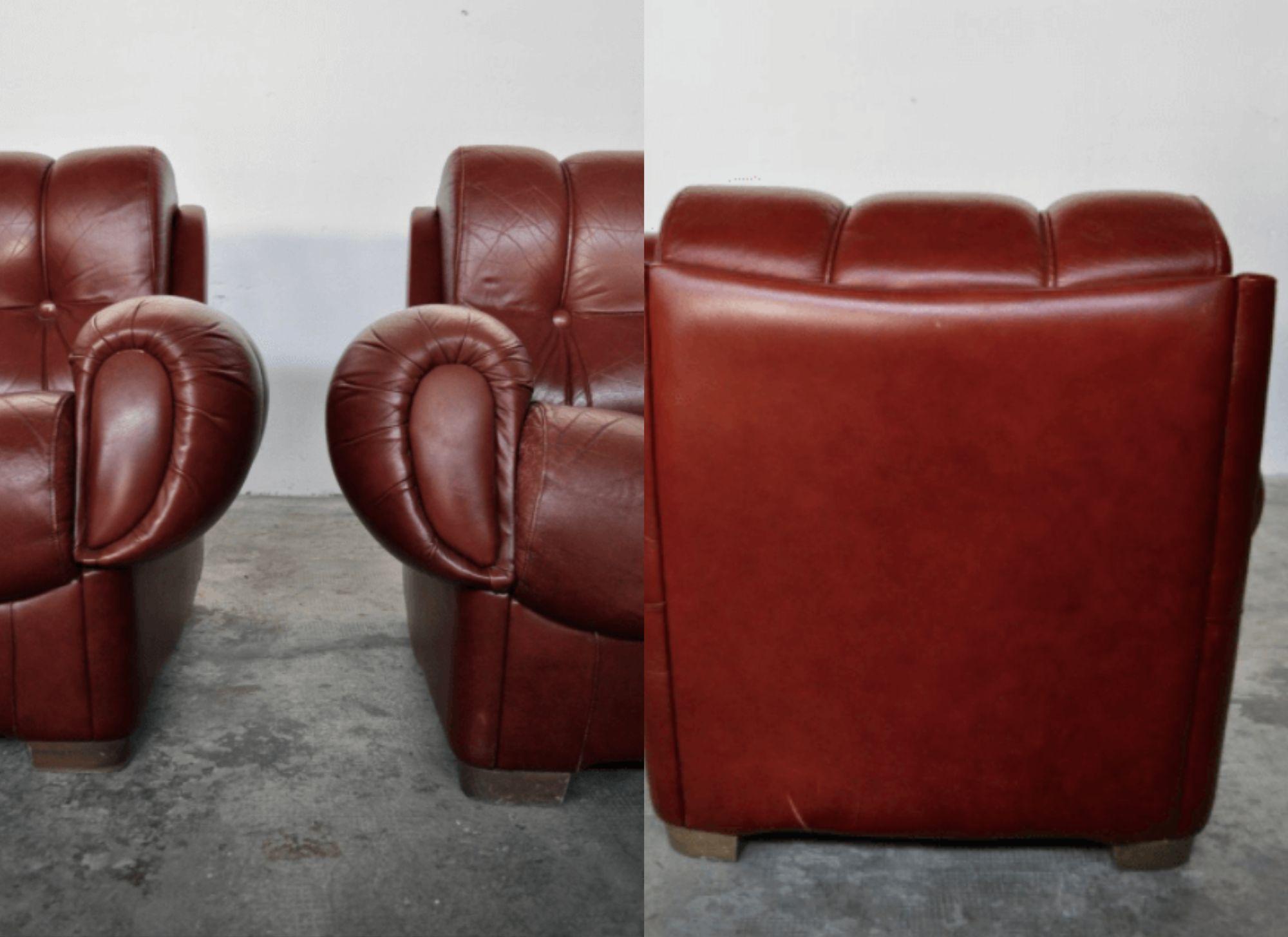 Paire de fauteuils en cuir, 1970 Bon état - En vente à Manzano, IT