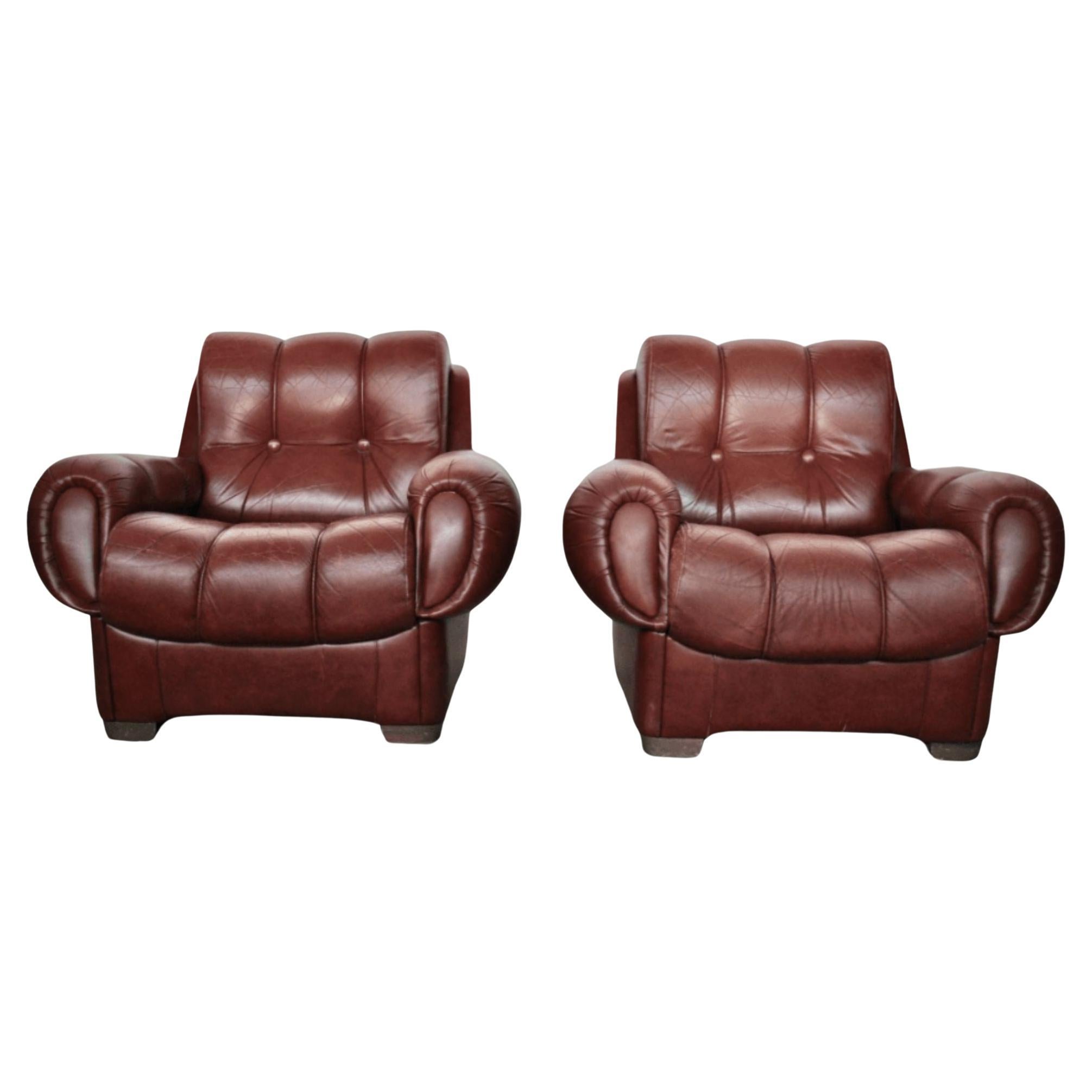 Pair of Leather Armchairs, 1970s