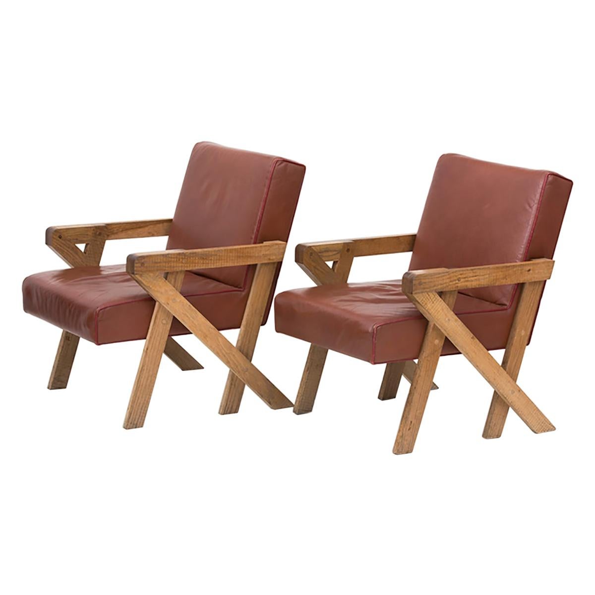 Pair of Leather Armchairs by Ali Tayar