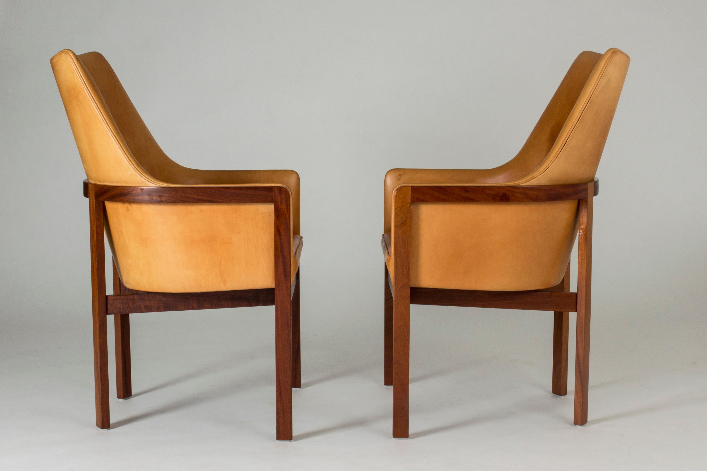 Scandinavian Modern Pair of Leather Armchairs by Bernt Petersen