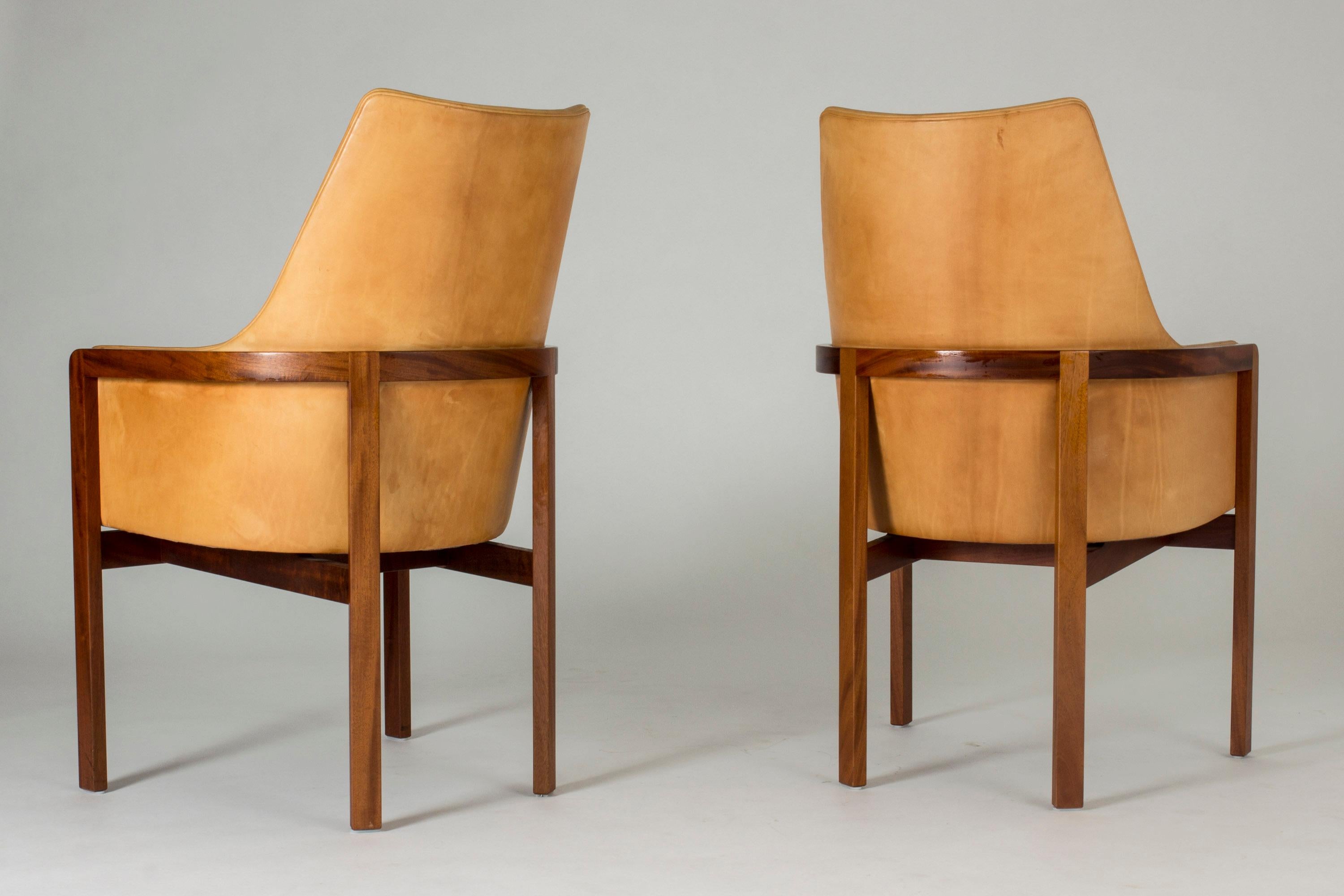 Danish Pair of Leather Armchairs by Bernt Petersen