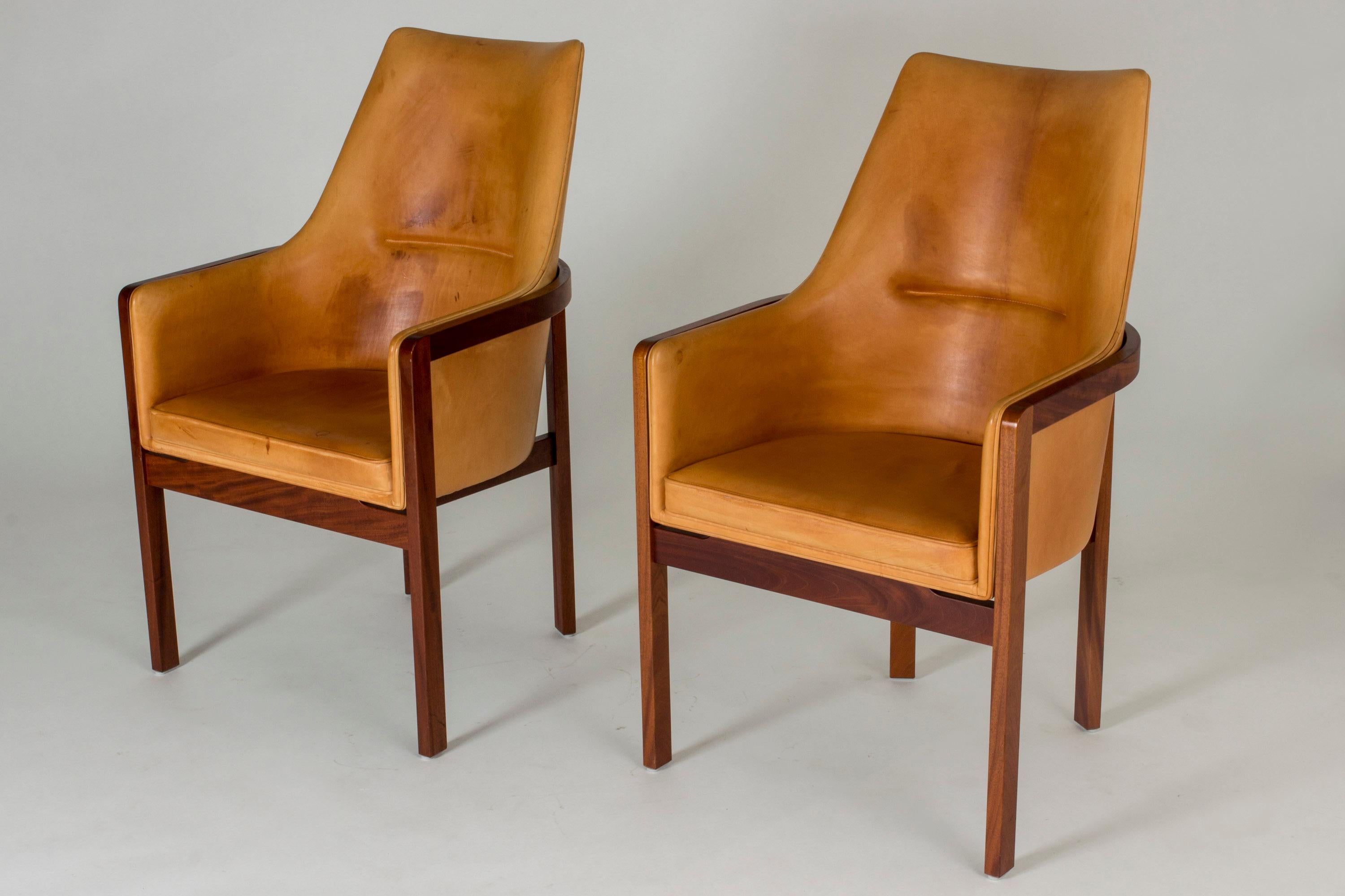 Pair of Leather Armchairs by Bernt Petersen In Good Condition In Stockholm, SE