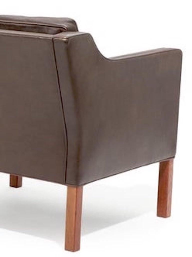 Danish Pair of Leather Armchairs by Børge Mogensen