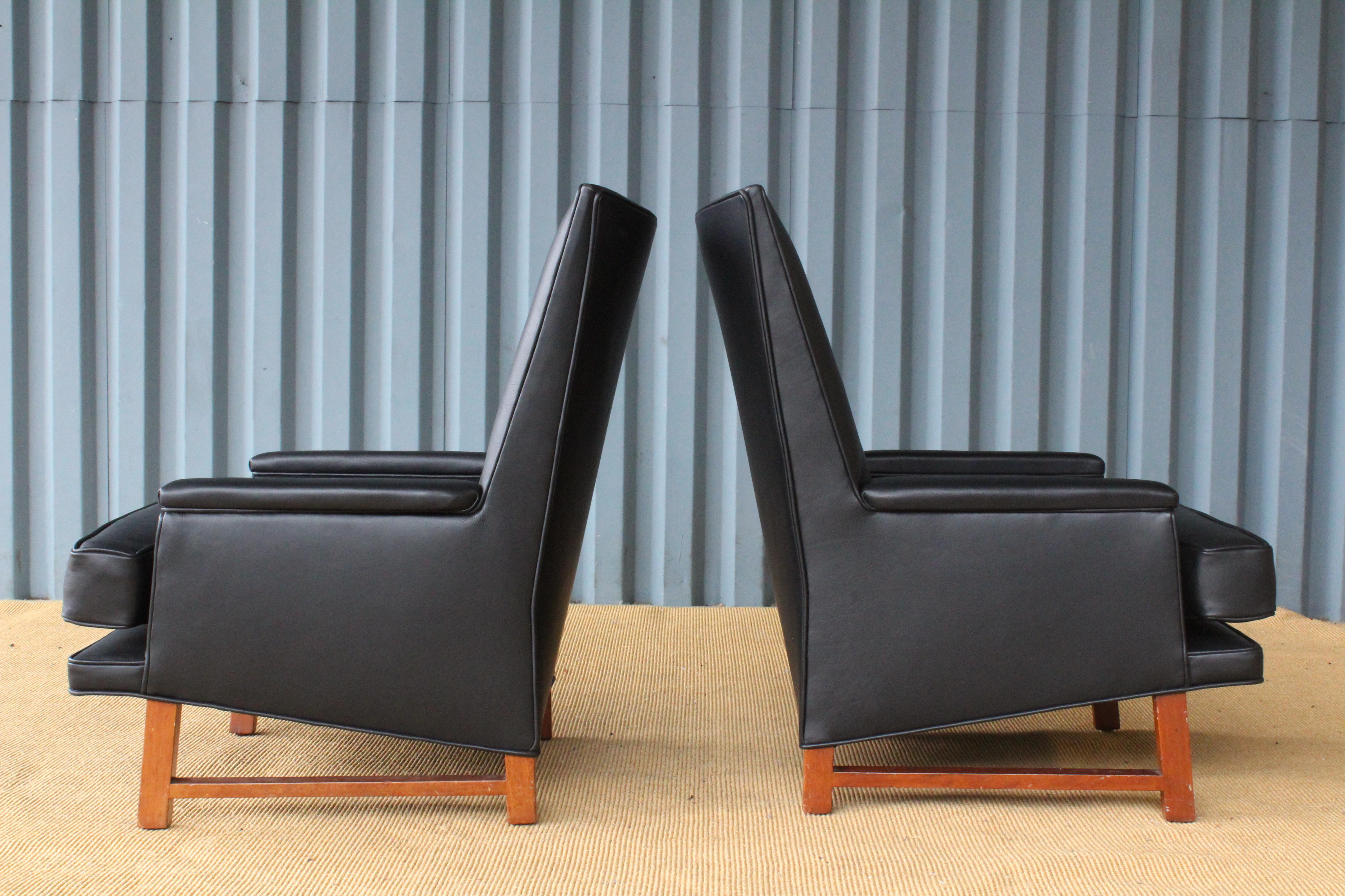 Pair of Leather Armchairs by Edward Wormley for Dunbar, USA, 1950s 2