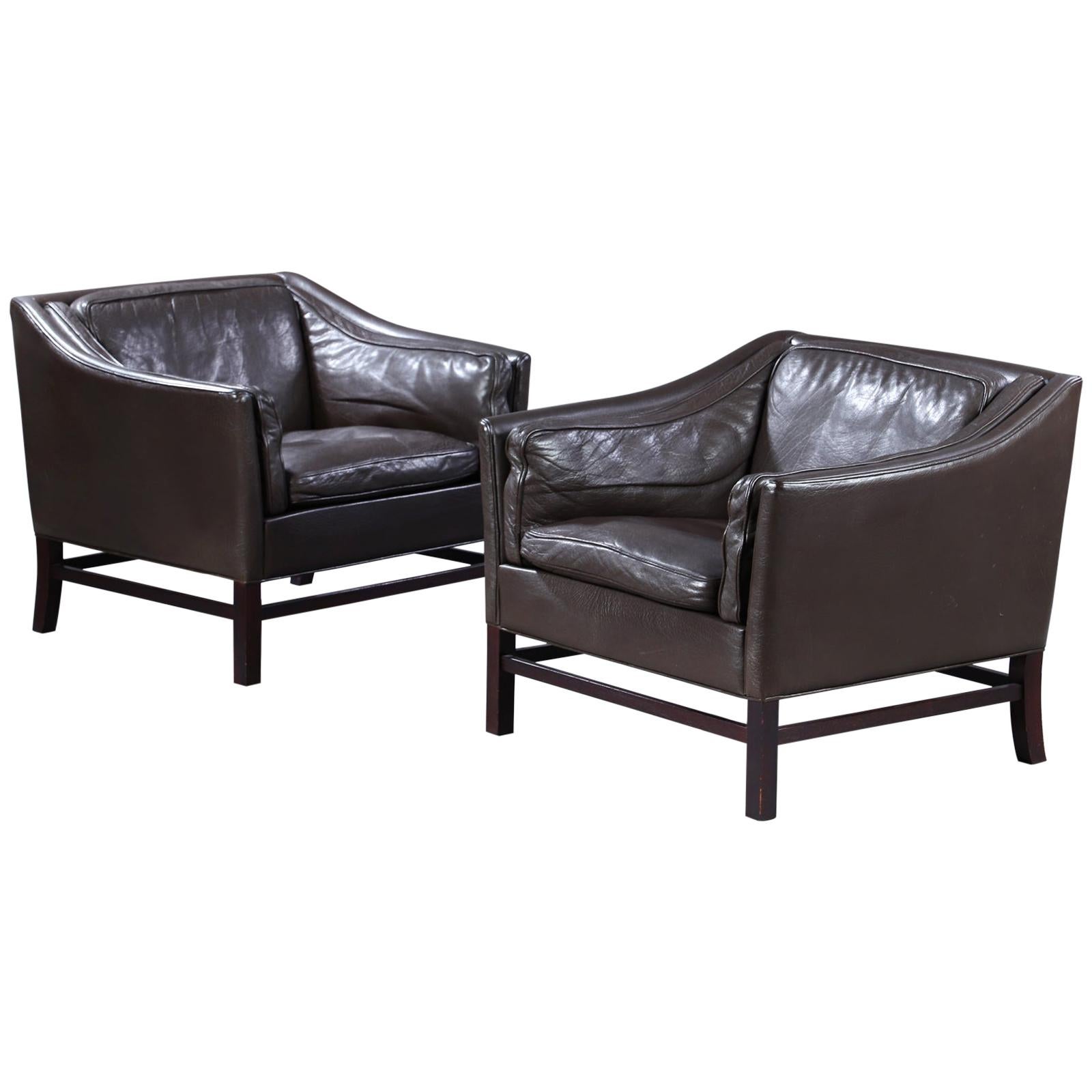 Pair of Leather Armchairs by Grant Møbelfabrik For Sale at 1stDibs