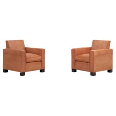 Pair of Leather Armchairs by Jean Charles Moreux