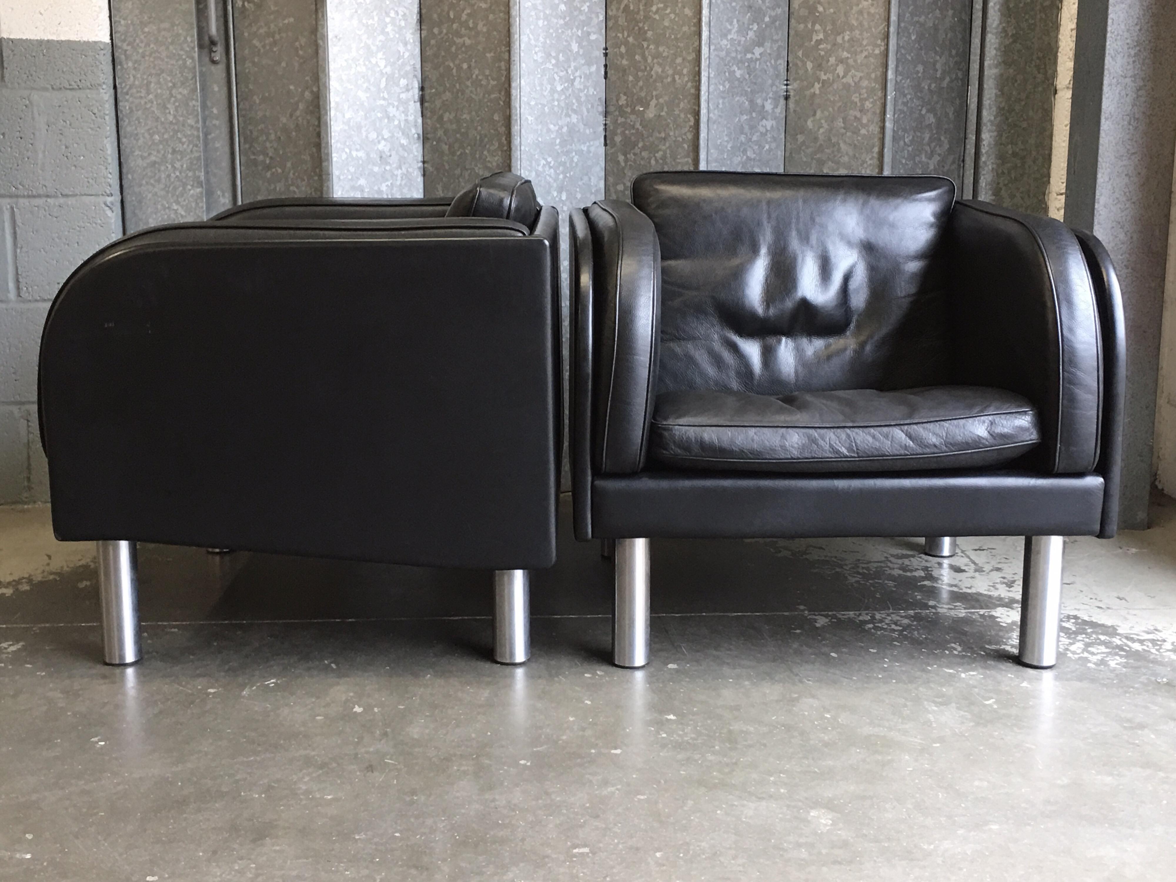 Pair of Leather Armchairs by Jörgen Gammelgaard for Erik Jørgensen Møbelfabrik  For Sale 3