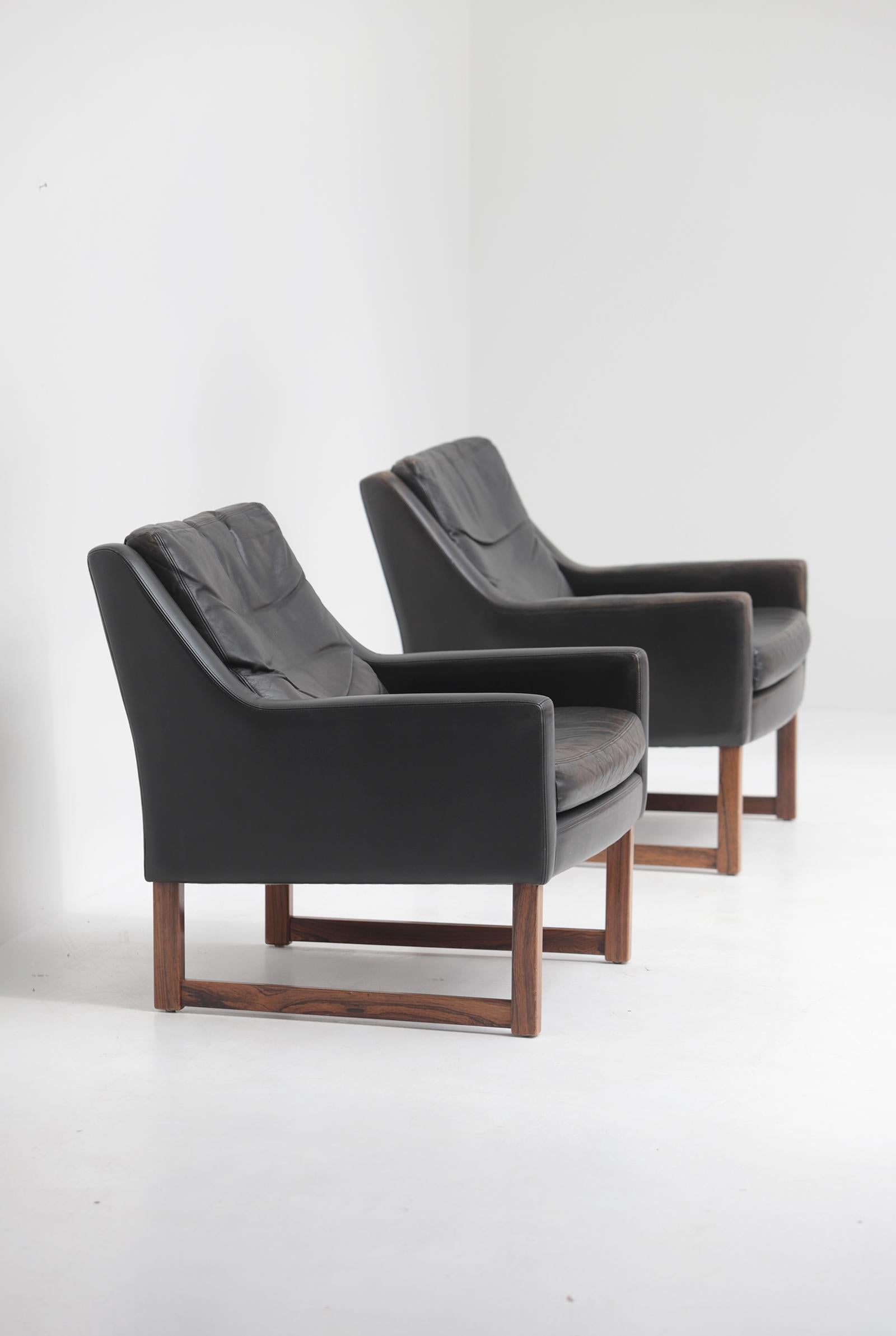 Pair of leather armchairs by Rudolf Bernd Glatzel for Kill international 1960 For Sale 1