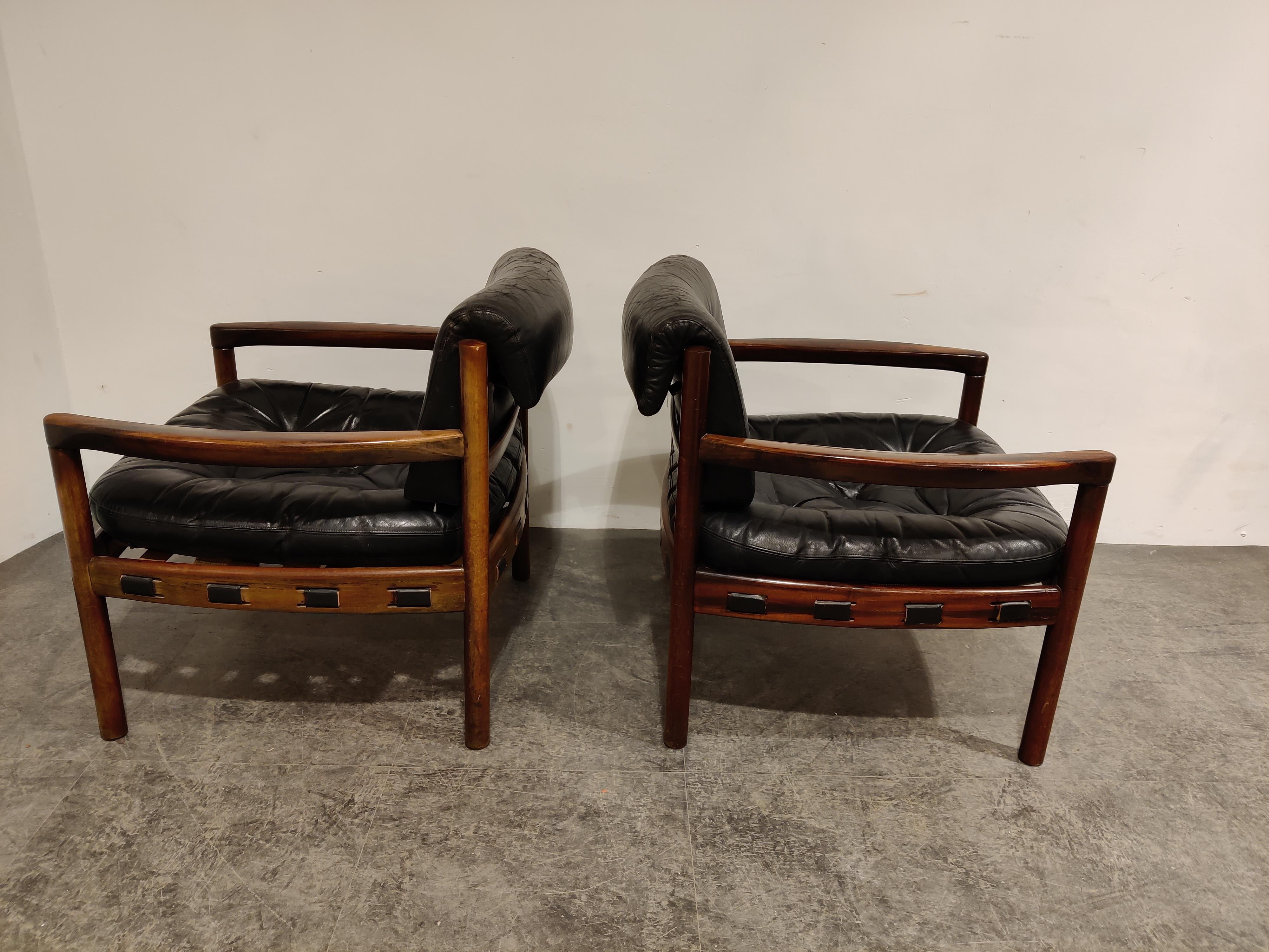 Scandinavian Modern Pair of Leather Armchairs by Sven Ellekaer for Coja, 1960s 