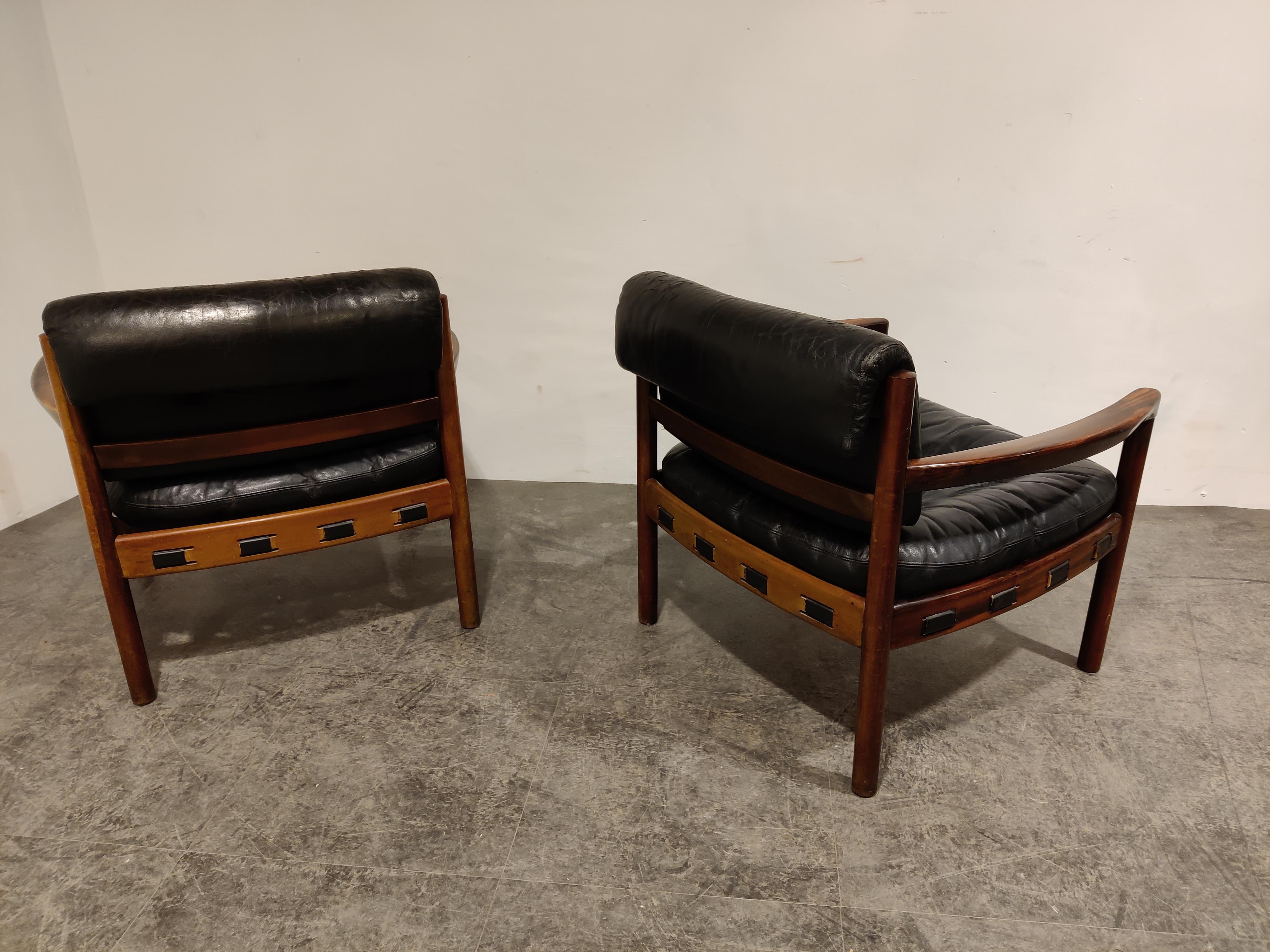 Danish Pair of Leather Armchairs by Sven Ellekaer for Coja, 1960s 