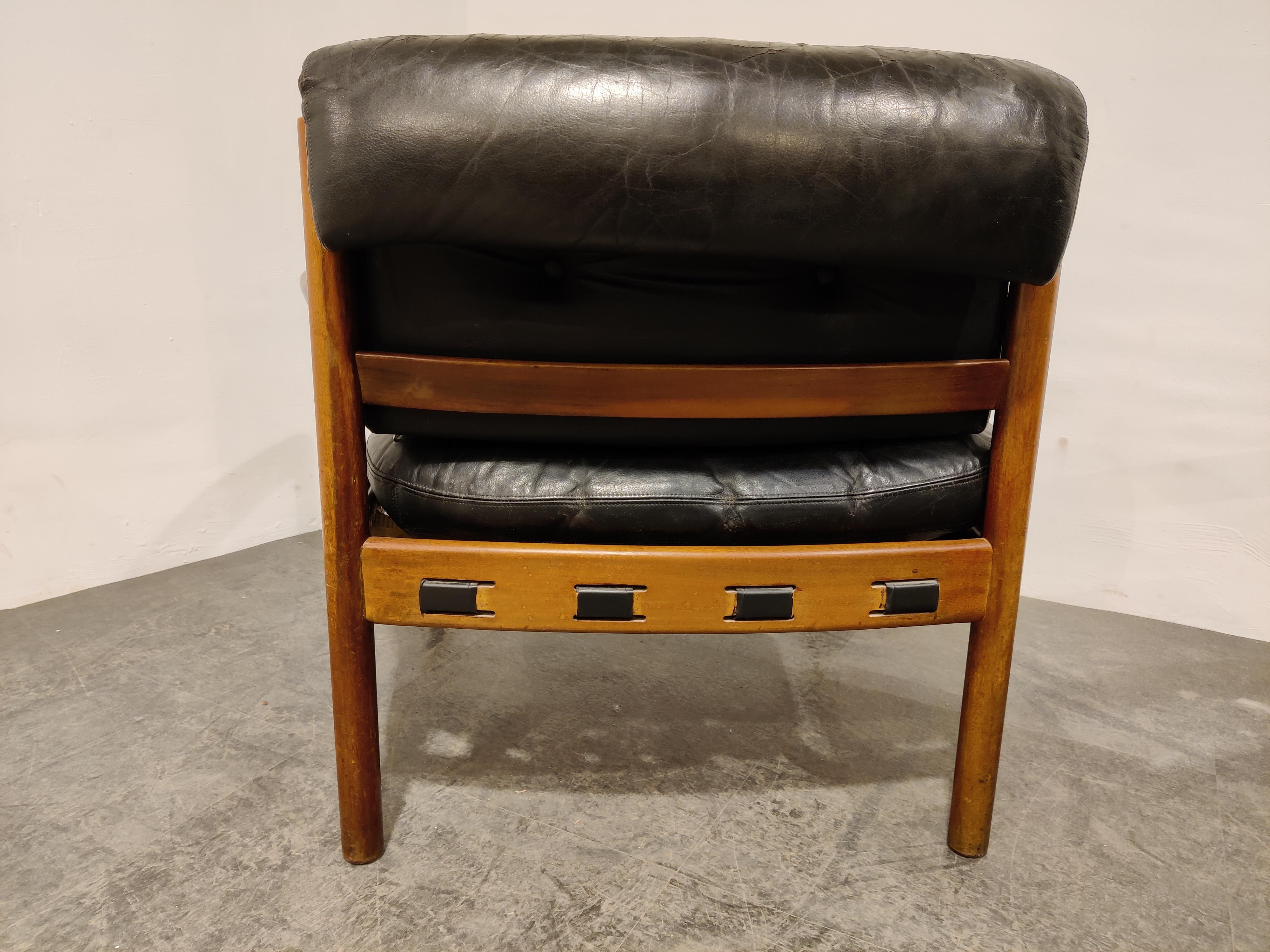 Pair of Leather Armchairs by Sven Ellekaer for Coja, 1960s  In Fair Condition In HEVERLEE, BE