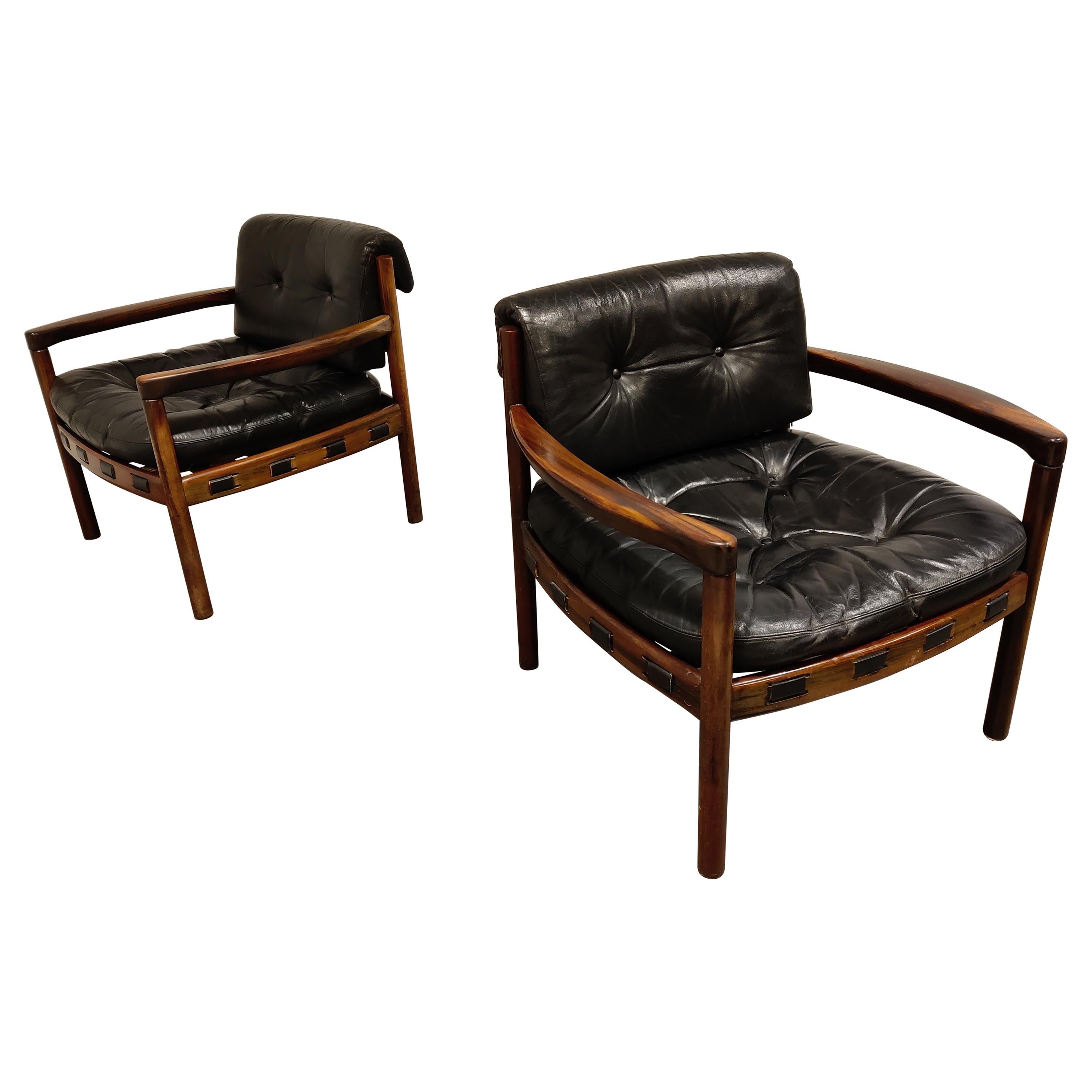 Pair of Leather Armchairs by Sven Ellekaer for Coja, 1960s 