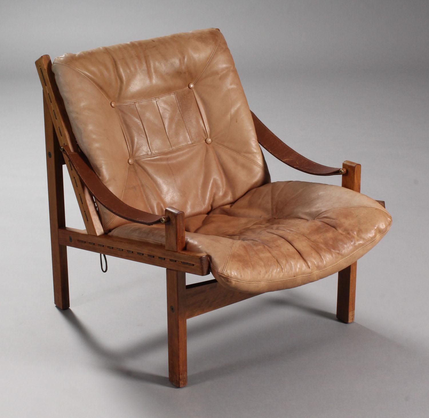 Norwegian Pair of Leather Armchairs by Thorbjørn Afdal