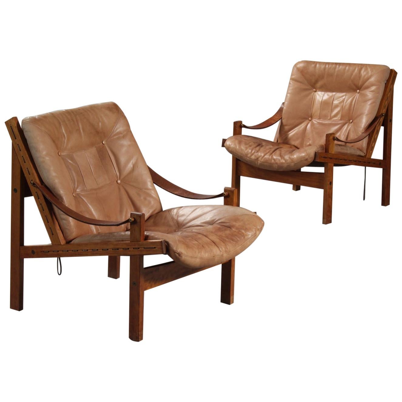 Pair of Leather Armchairs by Thorbjørn Afdal