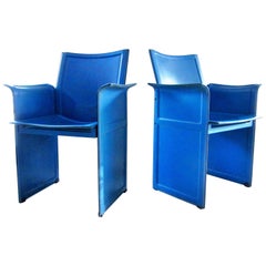 Pair of Leather Armchairs by Tito Agnoli for Matteo Grassi