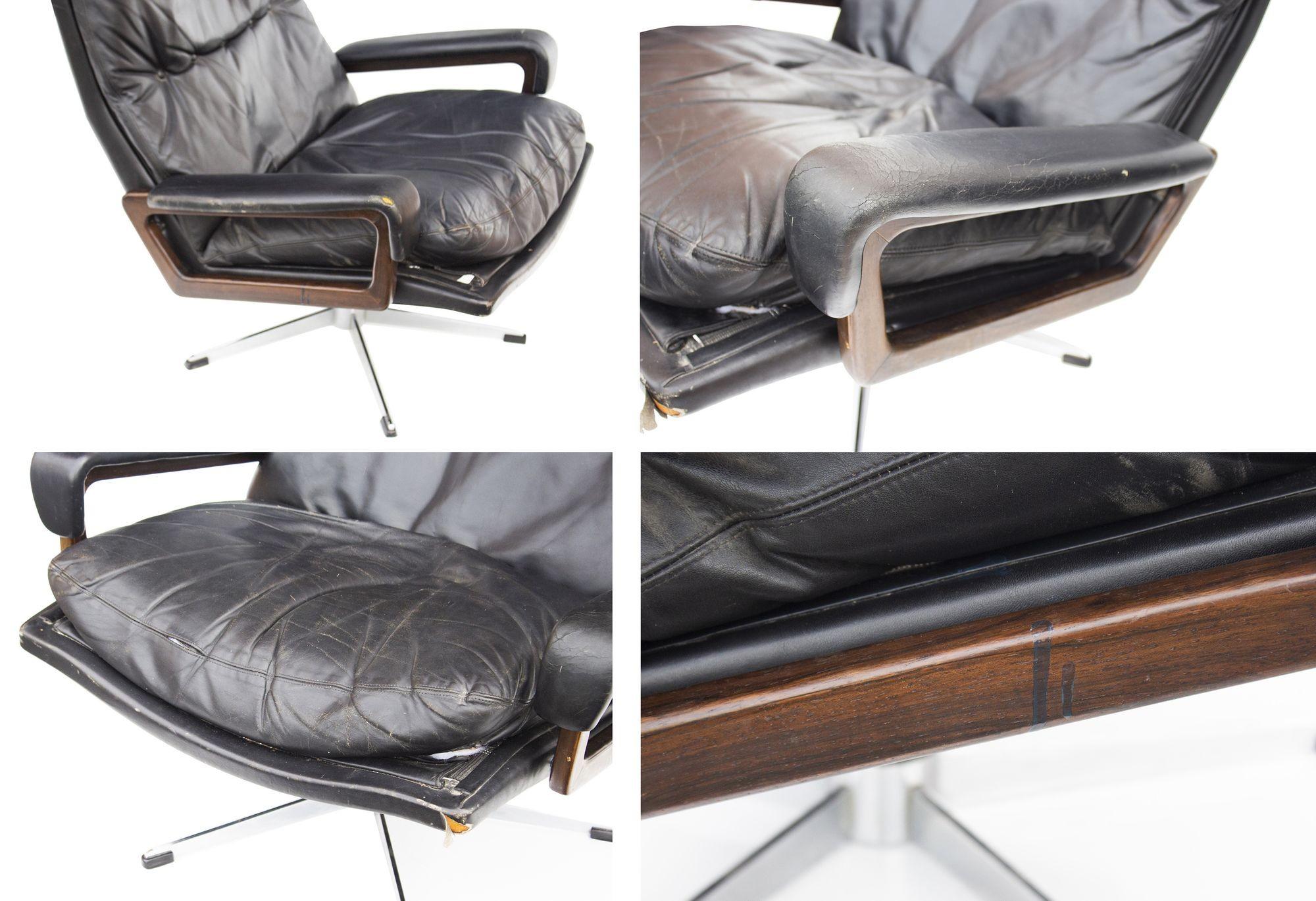 Paar Königsstühle aus Leder von Andre Vandenbeuck für Strässle Schweiz im Angebot 2