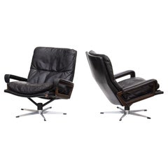 Pair of Leather King Chairs by Andre Vandenbeuck for Strässle Switzerland