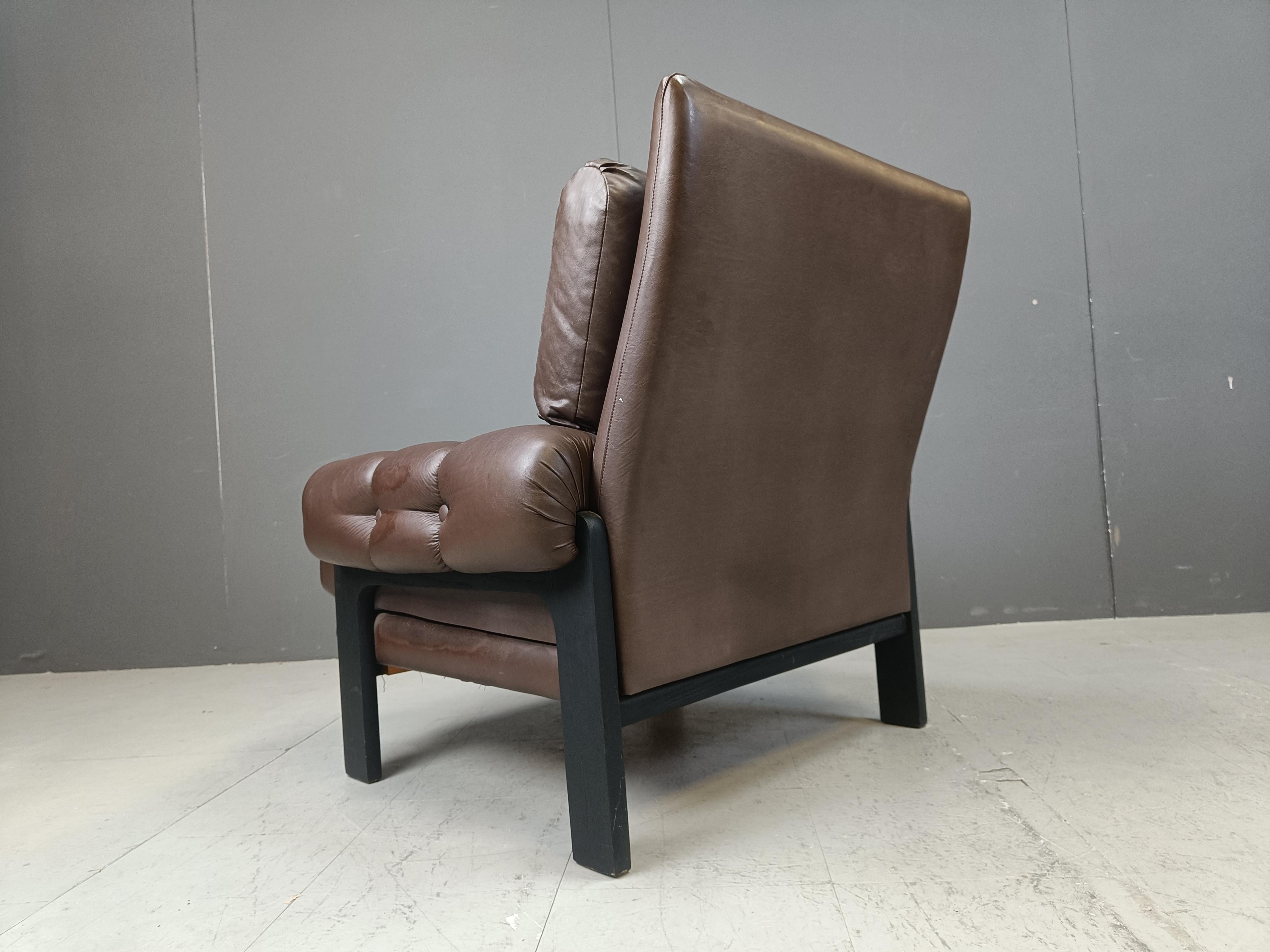 Coppia di poltrone in pelle realizzate in Danimarca, anni '60 in vendita 5