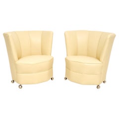 Pair of Leather Art Deco Armchairs