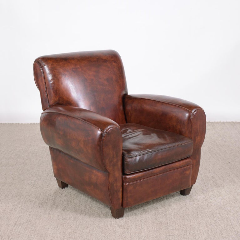 Pair of Leather Art Deco Club Chairs 3