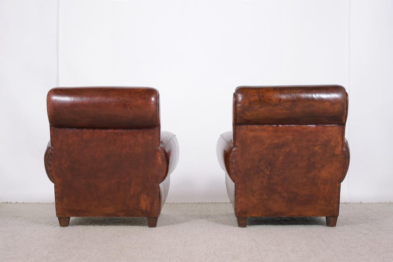 Pair of Leather Art Deco Club Chairs 8