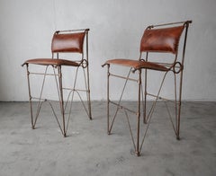 Pair of Leather Bar Stools by Ilana Goor