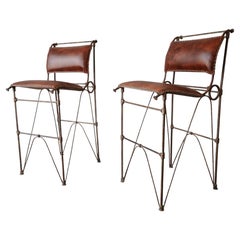 Pair of Leather Bar Stools by Ilana Goor